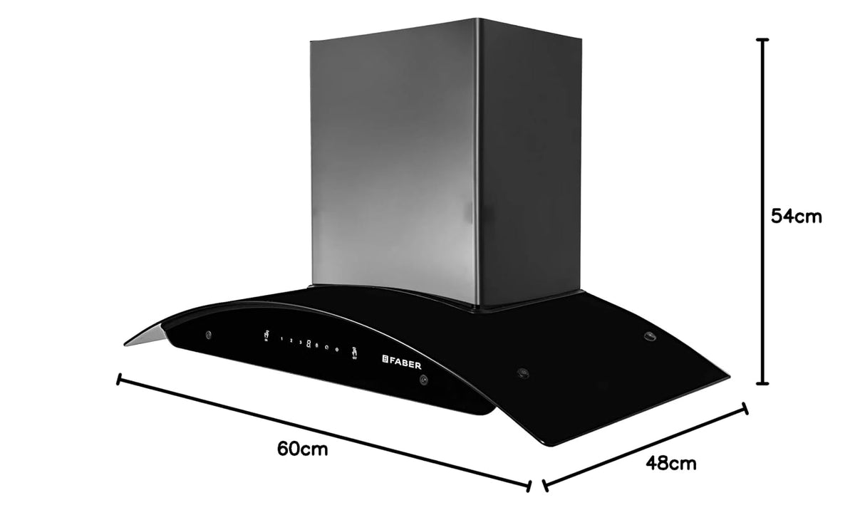 Faber 90 cm 1500 m³/hr Autoclean Kitchen Chimney (HOOD MAGNUS IN HC SC FL EBK 90, Filterless technology, Touch with Gest