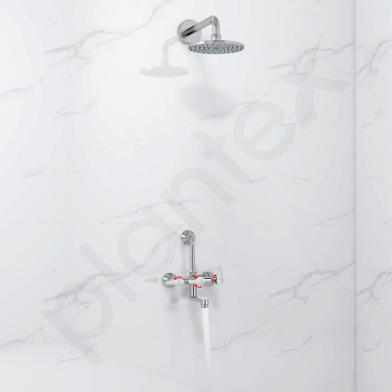 Plantex Wall Mixer for Bathroom 2 in 1 with L-Bend Connector for Overhead Shower/Tap Mixer/Water Saving Nozzle Tap - 7 Year Manufacturer's Warranty (LEA-718-Chrome)-4