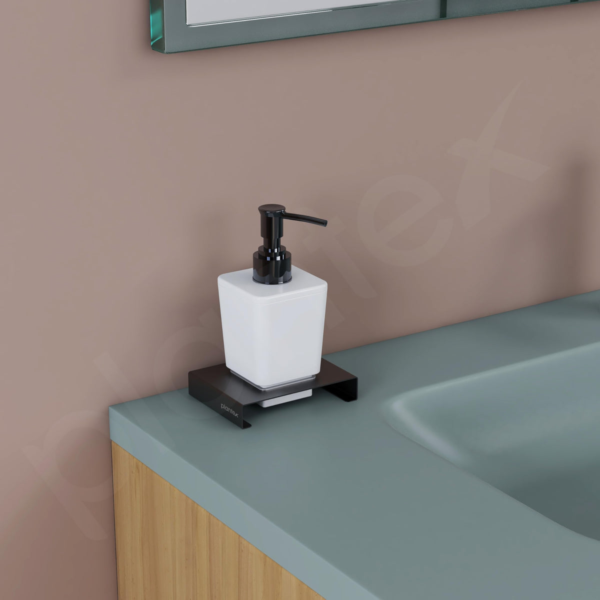 Plantex Shampoo Dispenser/Stainless Steel and ABS Soap Dispenser for Bathroom/Hand Wash Dispenser/Bathroom Accessories - Table Top (Black & ABS)-2
