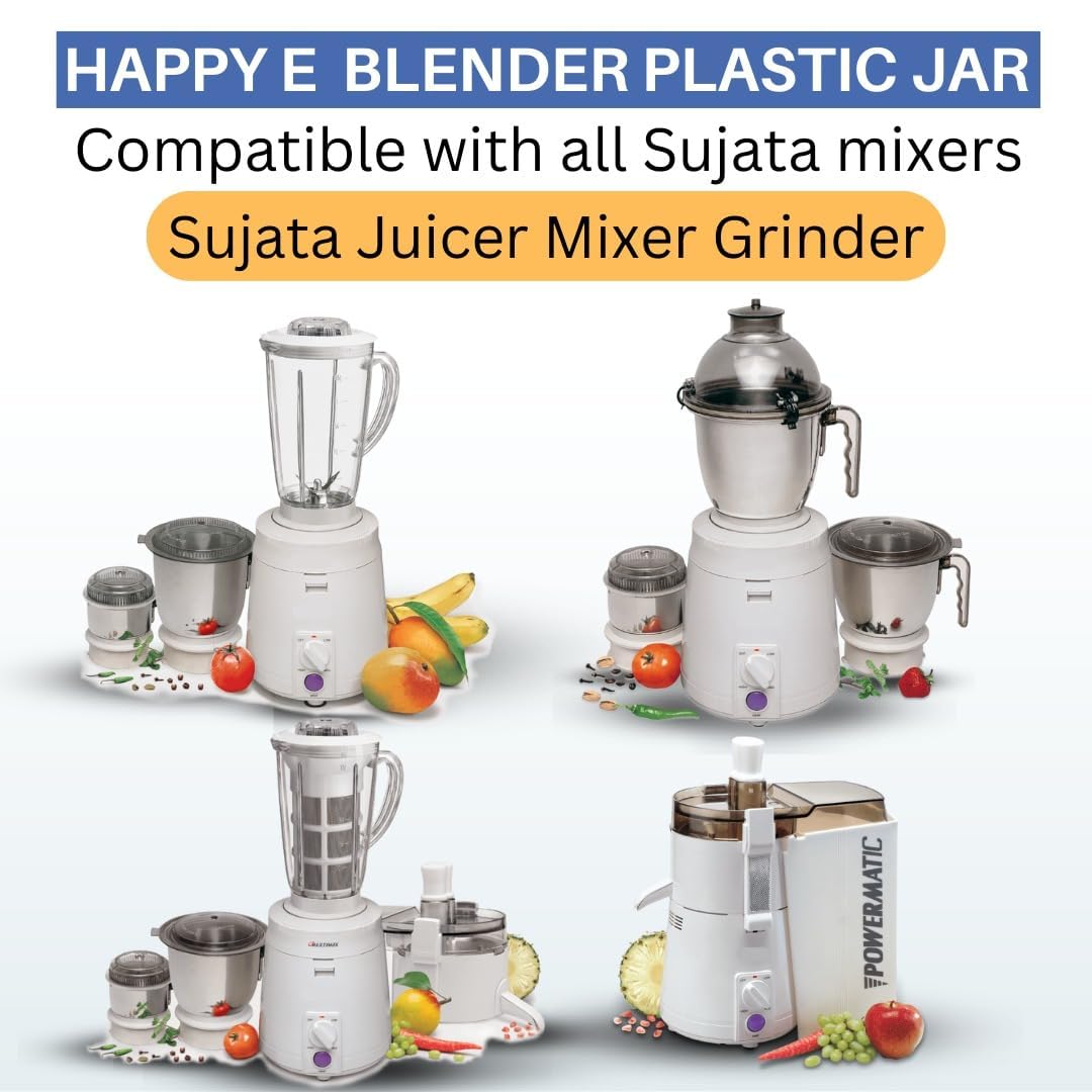 Jar Combo: 400 ml + 1500 ml Plastic (Transparent) | Compatible with Sujata Mixer Grinder