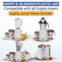 Jar Combo: 400 ml + 1500 ml Plastic (Transparent) | Compatible with Sujata Mixer Grinder