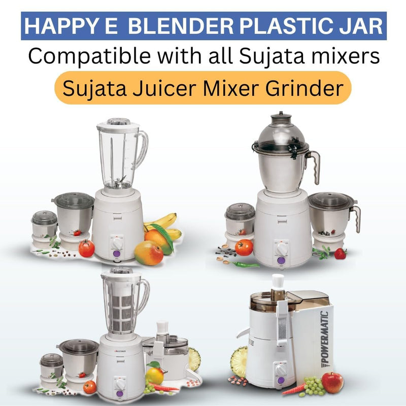 Jar Combo: 400 ml + 1500 ml Plastic (Transparent) | Compatible with Sujata Mixer Grinder