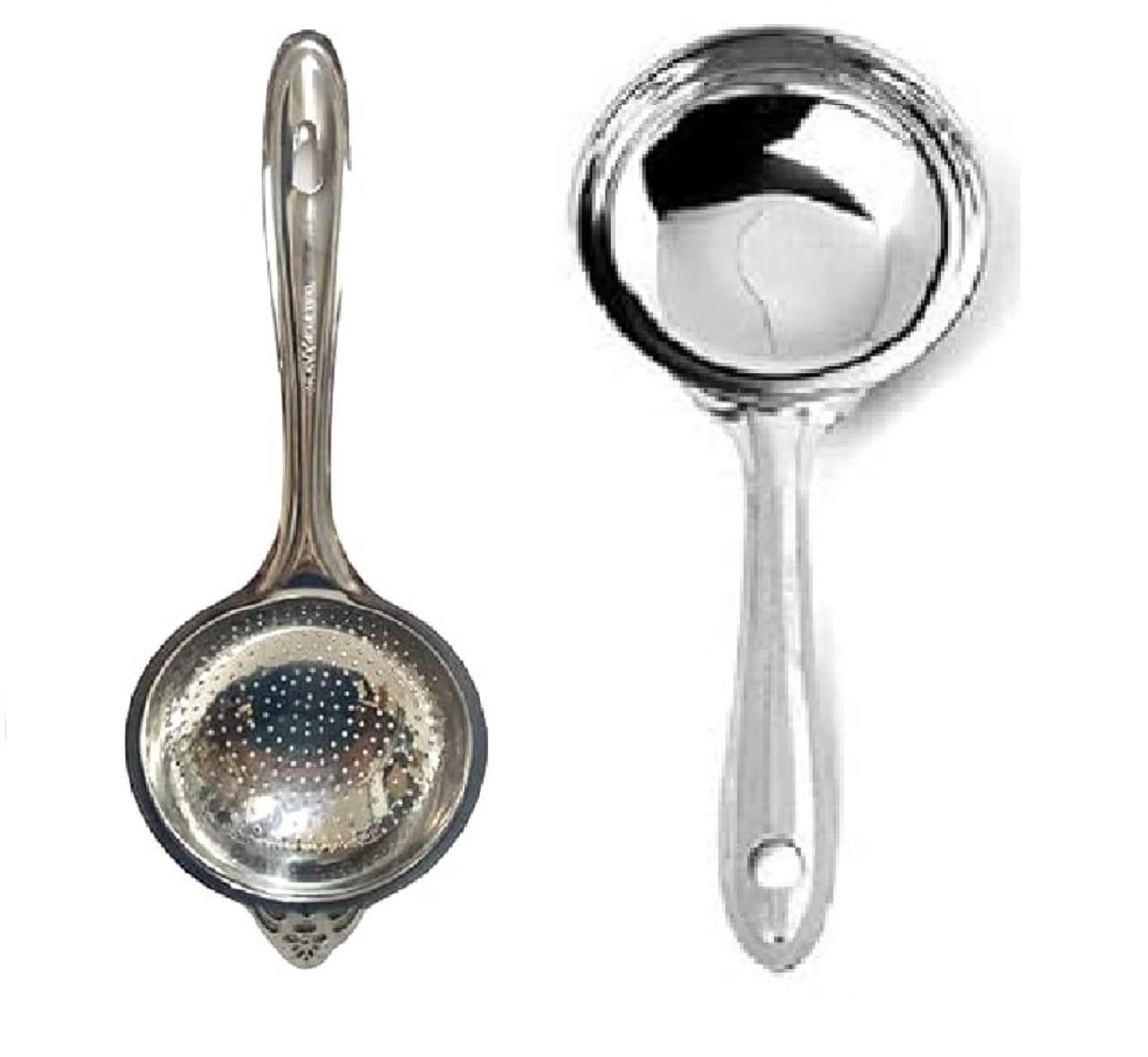 Dynore Stainless Steel Unique Poha Strainer/Mesh Strainer for Kitchen with Round Dosa Batter Spatula (Silver)