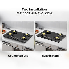 Faber 4 Burner 78Cm HOB |Auto Ignition| HOB PRIME HT784 CRS BR CI AI |Metal Knobs| Cast Iron Pan Support|HOB/Cooktop Hyb