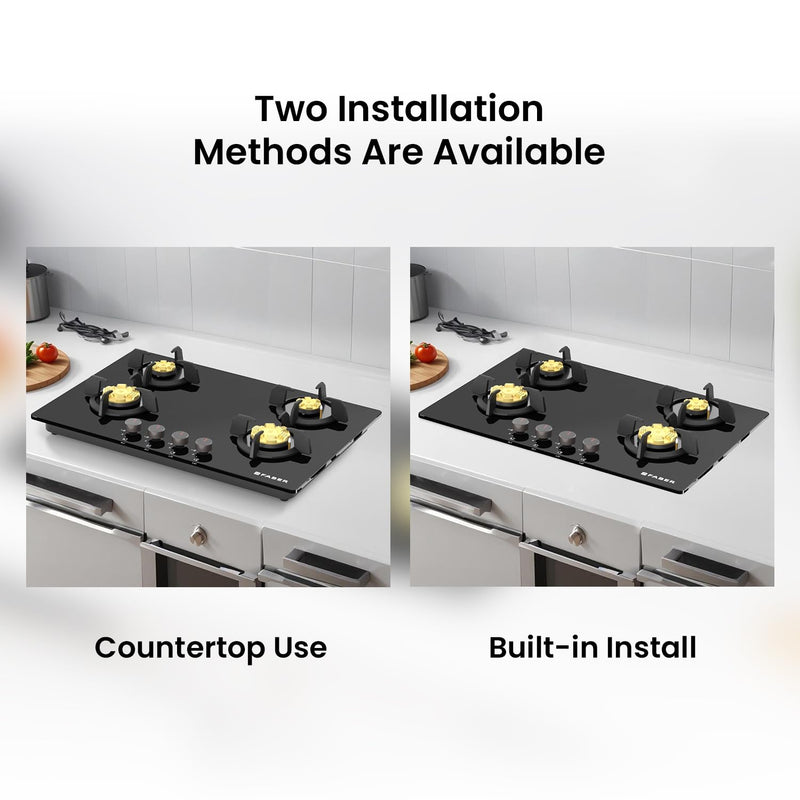 Faber 4 Burner 78Cm HOB |Auto Ignition| HOB PRIME HT784 CRS BR CI AI |Metal Knobs| Cast Iron Pan Support|HOB/Cooktop Hyb