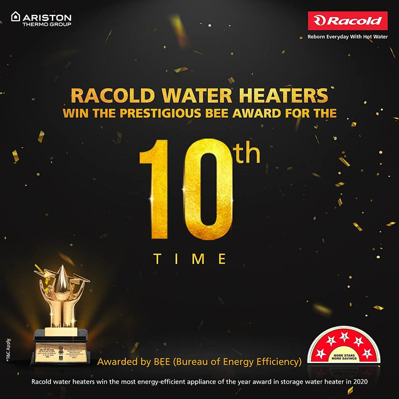 Racold CDR DLX 15ltr Horizontal (LEFT SIDE) Water Heater with Free Installation & Pipes||Fits Under False Ceilings|Titanium Enameled Coating|| Warranty:7 Yr Tank, 3 Yr Element, 2Yr Product