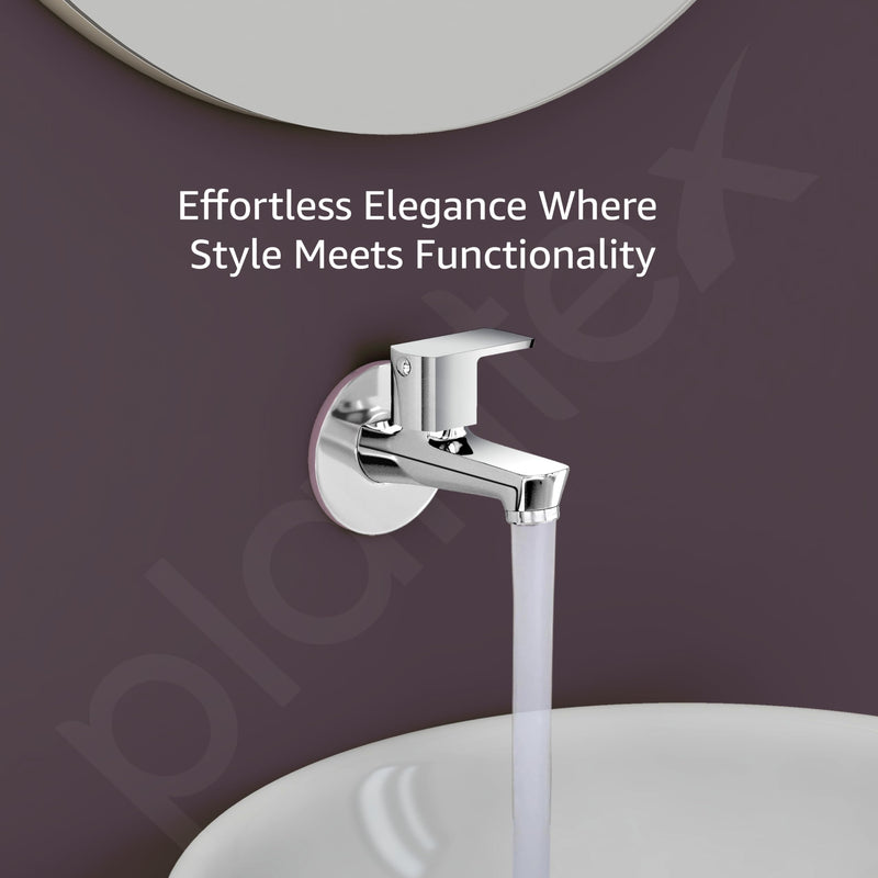 Plantex Water Tap for Bathroom with Water-Saving Tap/Wall Mount Bib Tap with Wall Flange and Teflon Tape/Brass Spindle Basin Tap for Home (CRM-1281-Mirror Chrome Finish)-5