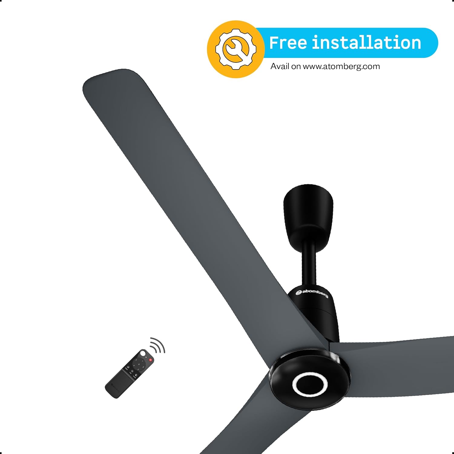 atomberg Aris Contour Smart 1200mm Voice Controlled BLDC Ceiling Fan with Remote |BEE 5 star|Best-in-class Air Flow |Silent Operation| Designer Fan | Free Installation | 5 Year Warranty | Regent Grey
