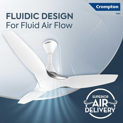 Crompton SilentPro Enso 1240 mm (48 inch) Aerodynamic Ceiling Fan (Chrome White)