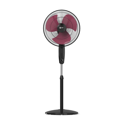 Orient Electric Stand 87 Pedestal Fan | High Speed 2100 RPM 95 CMM | 100% Copper Motor | 90 Degree Oscillation and Tilt | Adjustable Height | 3 Speed | Military Grade Guard| Black & Red