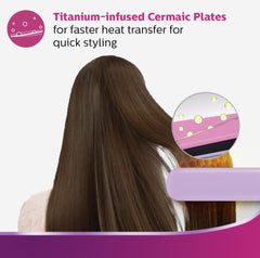 Philips Hair Straightener, Minimized Heat Damage,SilkProtect Care, Titanium Ceramic Plates (BHS393/40)