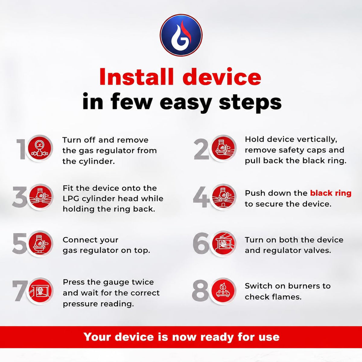 INDIA'S Original Gas Cylinder Safety Device | Gas Leakage Detector | Gas Safe Device | 30% Gas Savings | 3-Year Warranty