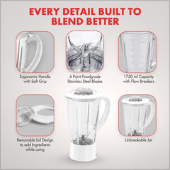 Sujata Blender Plastic Jar, 1750 ml - White