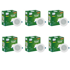 Philips polycarbonate Starfit 7 watt Concealed JB LED downlighter for Ceiling with 3 inch Cut-Out (Cool Day (Pack of 6)