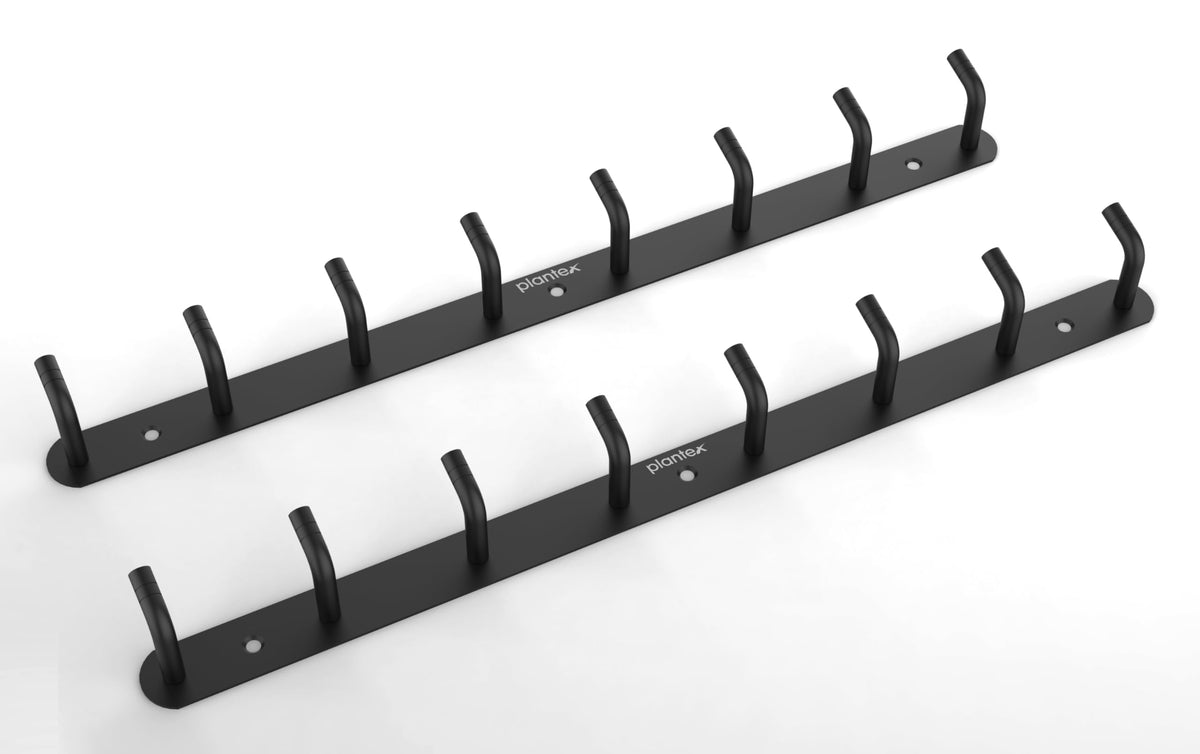 Plantex Wall Hooks for Hanging Cloth/Stainless Steel Towel Hangers/Bathroom Robe Hooks/Door Hangers/Wall Hook Rack/Hook Rail for Hanging Keys - 8 Hooks (Pack of 2, Black)-1