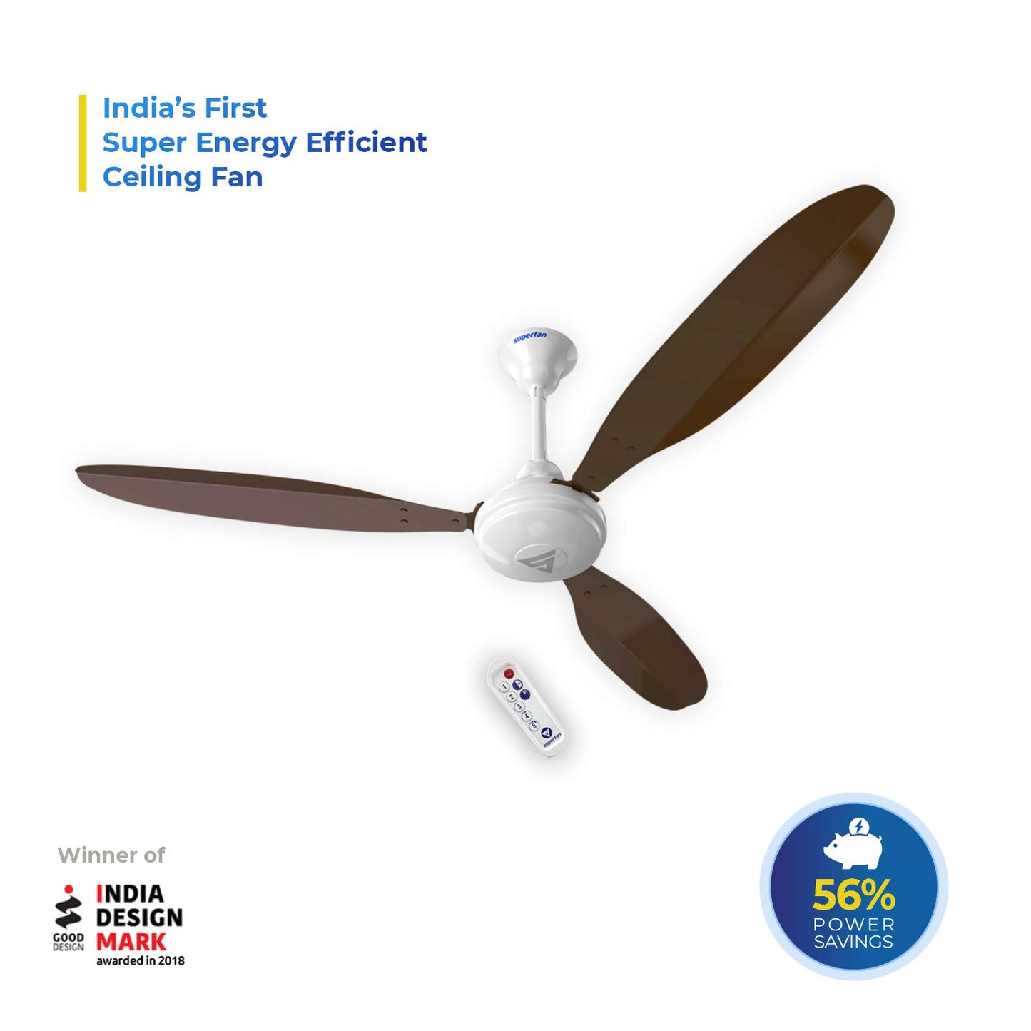 Superfan SuperX1 1200mm BLDC Ceiling fan for Home | India's 1'st BLDC fan| BEE 5 Star Rated Energy Efficient BLDC Fan| 5 Year Warranty (Brown)