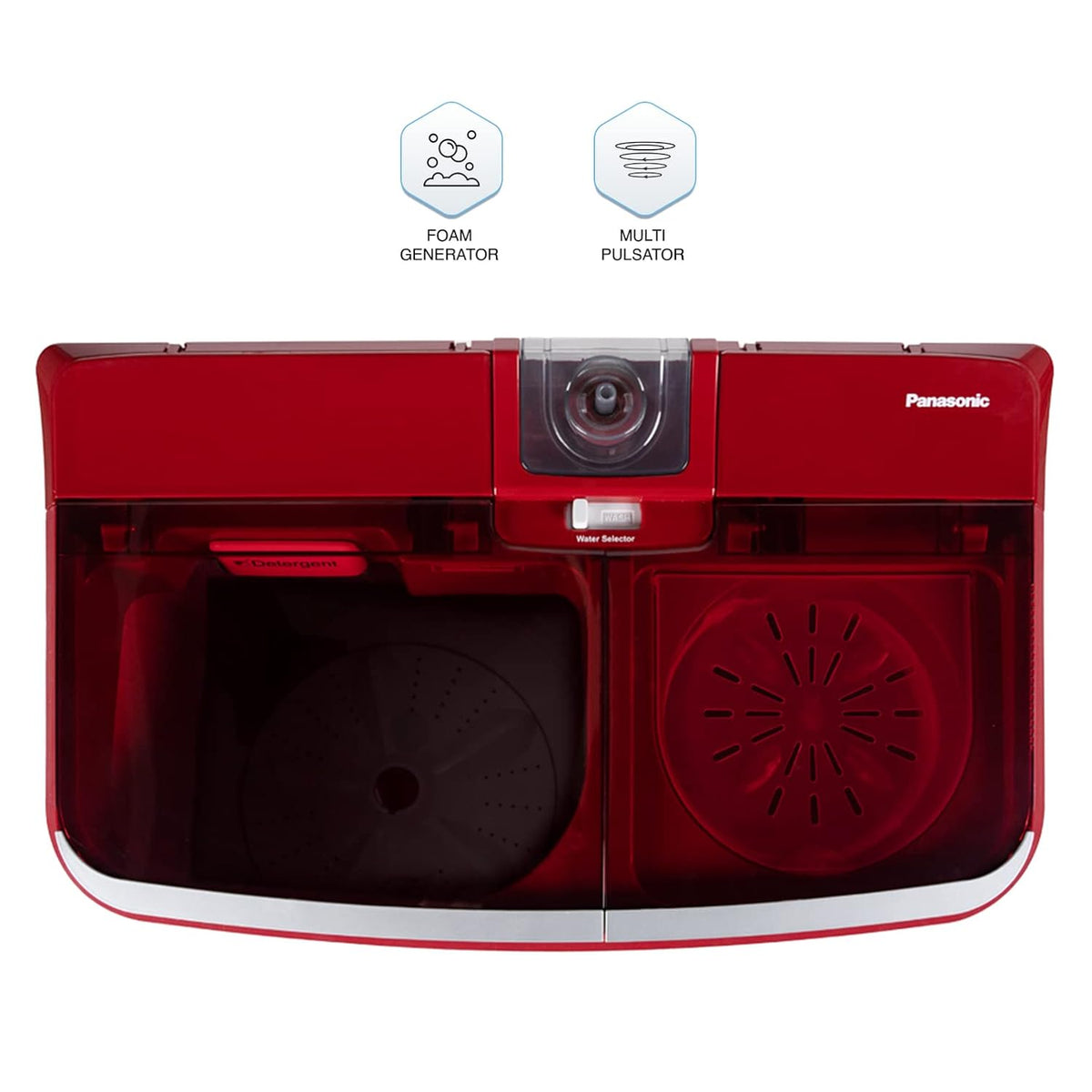 Panasonic 8 kg Semi-Automatic Top Loading Washing Machine (NA-W80H5RRB, Shiny red)-5