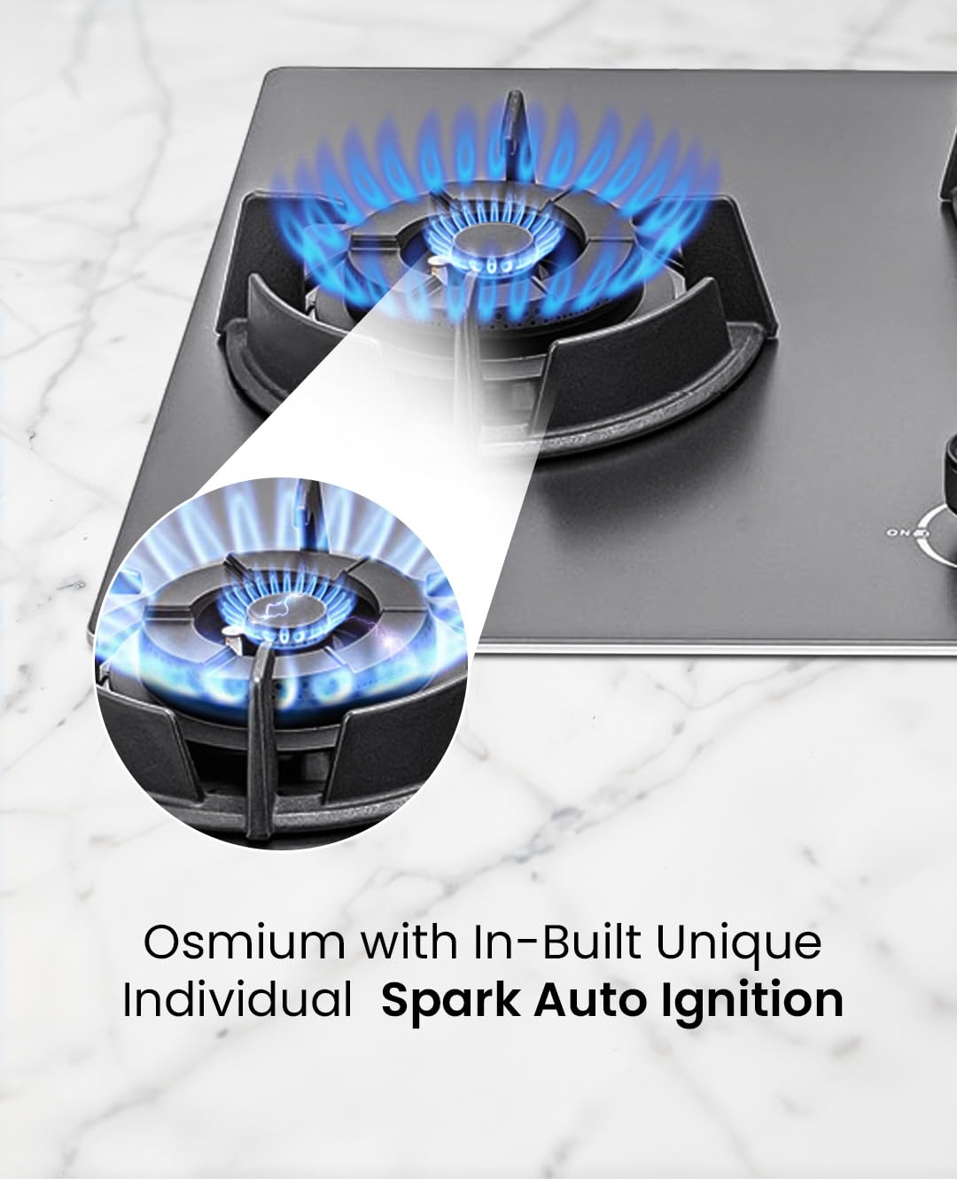 Sujata Gas Stove 3 Burners | 5 Years Warranty | 3 Burner Gas Stove Stainless Steel Auto Ignition, CookTop cum Hob Top, LPG Ready & PNG Compatible, Brass Burner (Osmium - 3 Burner Auto Ignition)