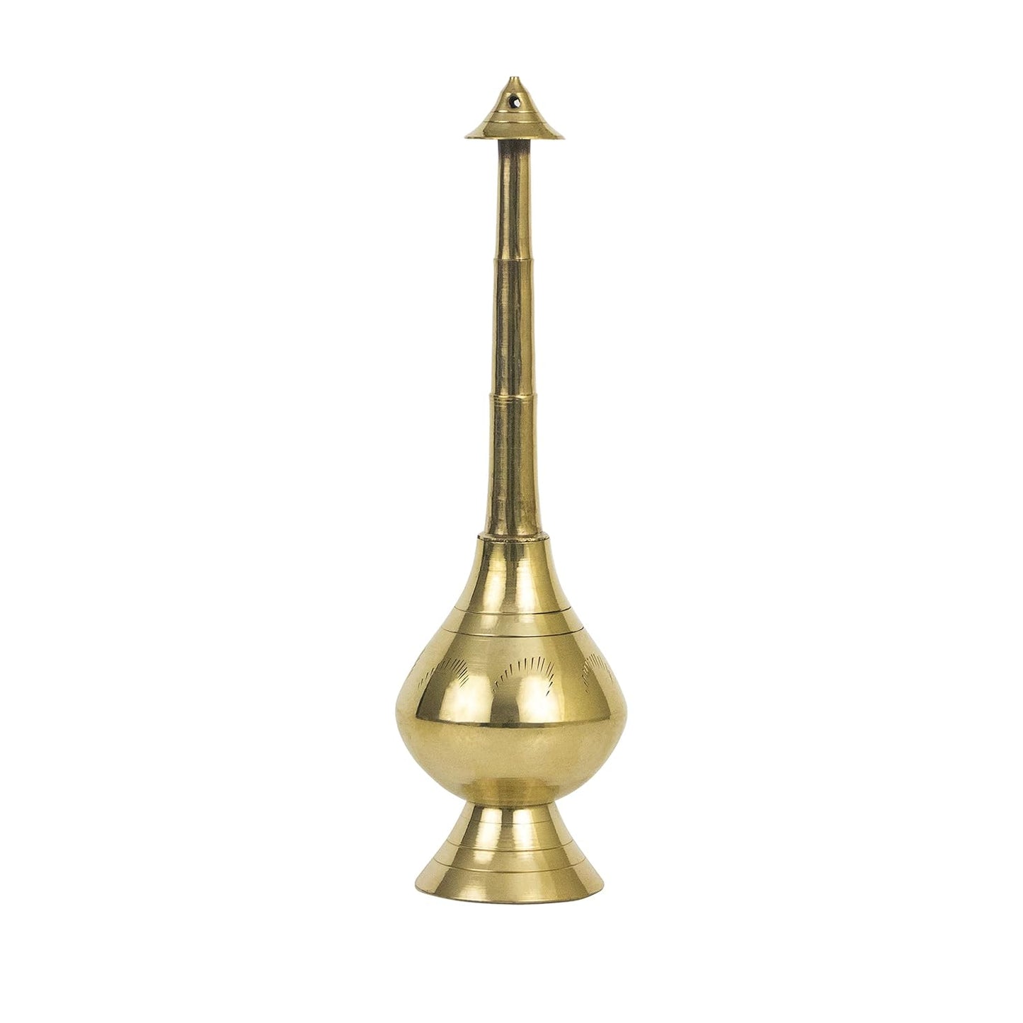 Brass Sprinkler Bottle for Holy Water, Gangajal and Perfume Gulab Pash Rose Brass Water Paneer Sombu –(Small, 8 Inch)