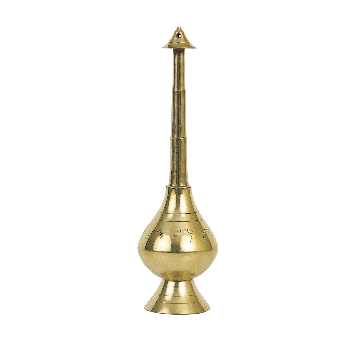 Brass Sprinkler Bottle for Holy Water, Gangajal and Perfume Gulab Pash Rose Brass Water Paneer Sombu –(Small, 8 Inch)