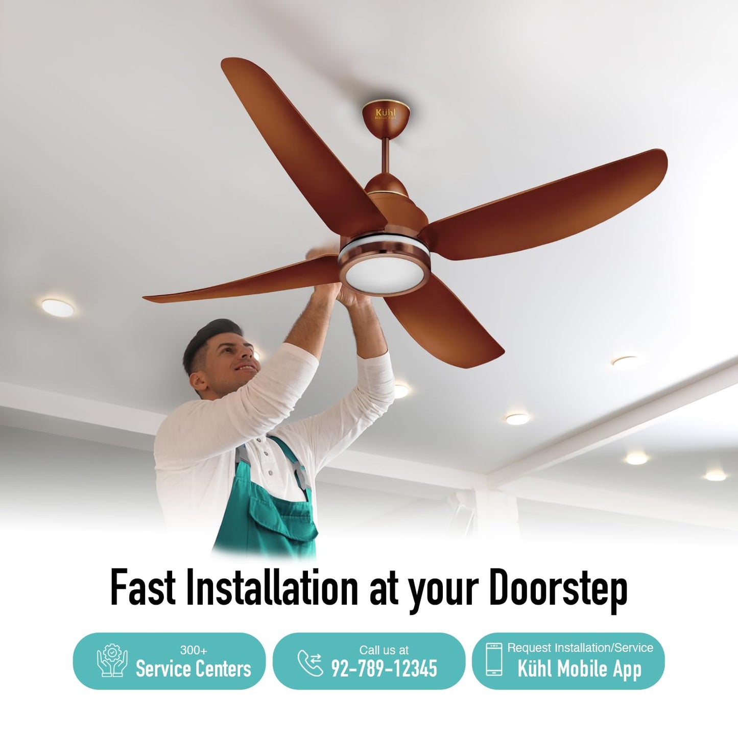 KUHL Luxus C4 1320mm Stylish 65% PowerSaving BLDC Ceiling Fan with Remote|Night & Down Light|29W|BEE 5 Rated & ISI Marked|Low Noise|IoT Operate via Mobile & Alexa|Reverse Mode|Free Installation|Brown