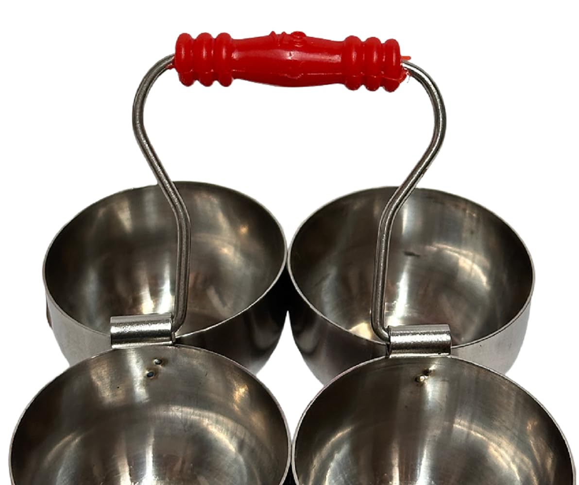 Dynore Stainless Steel Silver 4 in 1 Pachpal/Chowpala/Chowpali/Haldi Kumkum- Set of 1 Pcs