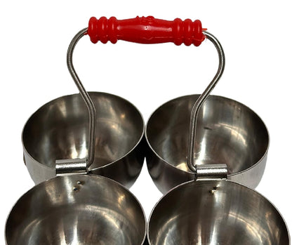 Dynore Stainless Steel Silver 4 in 1 Pachpal/Chowpala/Chowpali/Haldi Kumkum- Set of 1 Pcs