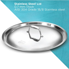 Hawkins Pro 26 cm Frying Pan, Triply Stainless Steel Fry Pan with Stainless Steel Handle and Stainless Steel Lid, Silver (PSF26S)