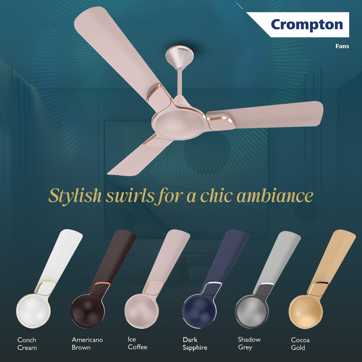 Crompton Premion AVANCER SWIRL 1200 mm (48 inch) 3 star Energy Efficient Ceiling Fan (Ice Coffee)-5