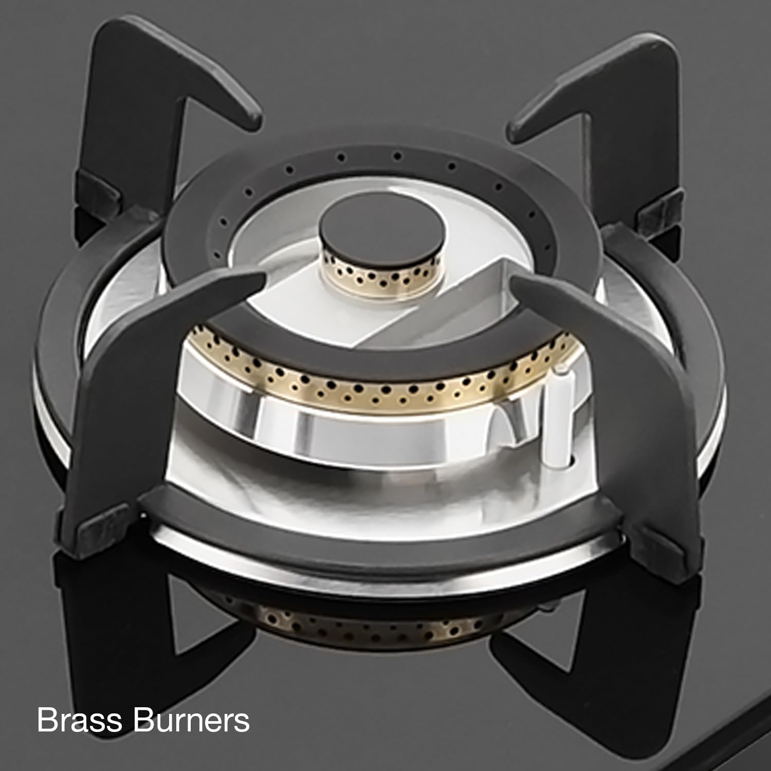 KAFF Built-in Hob/Hobtop 3 Burners with Auto Electric Ignition Glass Top, 60 CM, Brass Burners, Matt Enameled Pan Support, 8 MM Thick Toughened Glass (Black) | VRH 603
