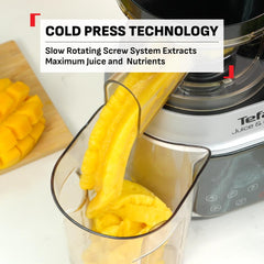 Tefal Juice & Clean slow juicer, Fruit and Vegetable Juice Extractor, Vitamin Juice, Cold Press, 150 W, 42 to 70 RPM, Fresh Fruit Juice, Jam, Sorbet, Automatic Cleaning 2 years warranty