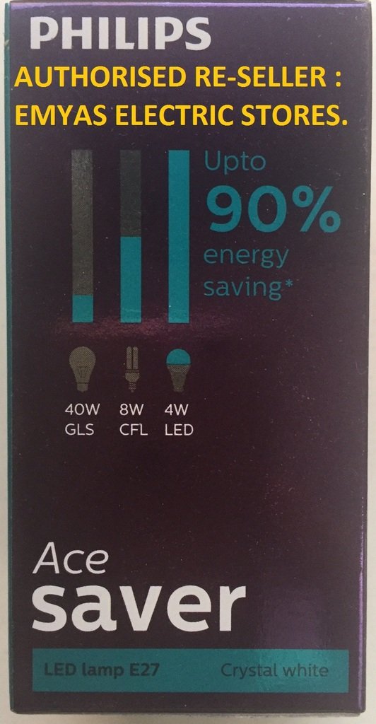 Philips Base E27 4-Watt LED Bulb (Pack of 12, Cool Day Light)