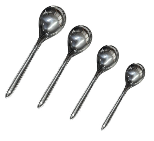 Dynore Stainless Steel Oval Serving Spoon Set for Home and Kitchen, Set of 4 Pcs