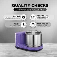 Preethi Wet Grinder|150W 2L Stainless Steel Table Top Wet Grinder|Ideal for Making South Indian Batter in Your Kitchen (Lavender)