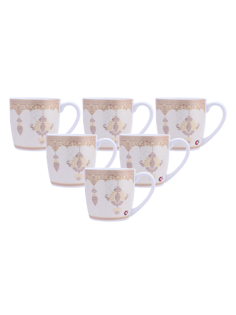 Clay Craft Fine Ceramic Tea/Coffee Cup Set of 6-200 ml Each (Alton Hilton 379), Tea Cup Set of 6, Microwave & Dishwasher Safe, Mugs for Coffee, Cups Set of 6, Mug Set, Gift Set, Ideal for Gifting
