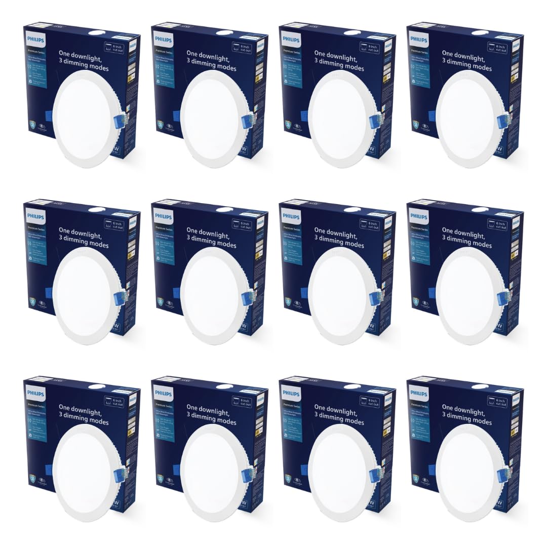 Philips Ultra Glow Dimmable 15-watt Round Ceiling Light (Pack of 12) (Natural White, B0DQ5HYVRV)