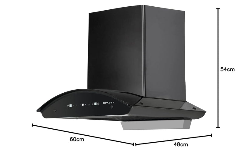 Faber 60 cm 1500 m³/hr Autoclean Kitchen Chimney (HOOD MAGNUS IN HC SC FL EBK 60, Filterless technology, Touch with Gest