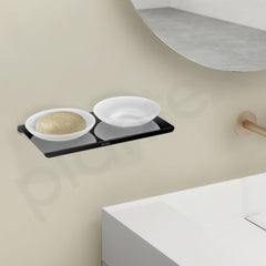 Plantex Stainless Steel Double Soap Holder for Bathroom/Soap Stand/Wall Mounted Soap Holder/Bathroom Accessories - (Black-Chrome)-2