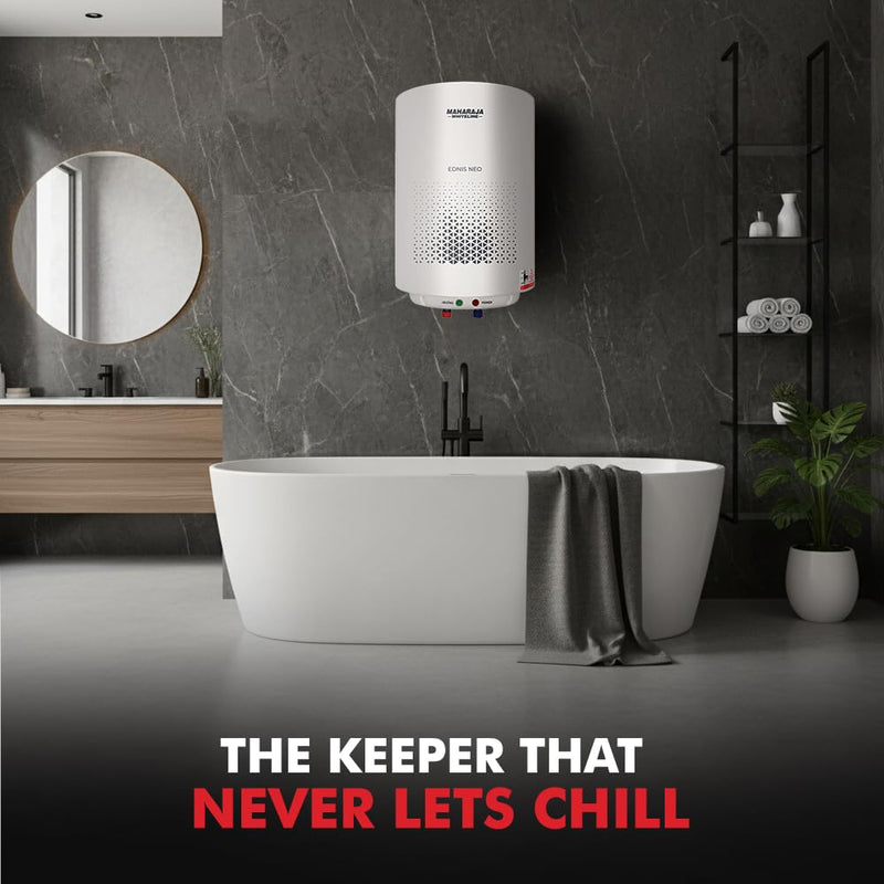Maharaja Whiteline Energy Efficient Water Heater EDNIS NEO 25L | 4-Star Rated with Polymer-Coated Inner Tank, Smart Inlet Diffuser & Durable Metal Body | Long-Lasting Design with 5-Year Tank Warranty