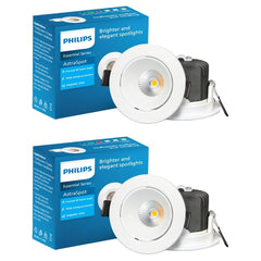 Philips Aluminium 7-Watt Round Astra Spot Recessed COB Spot Light (Warm White,Pack of 2)