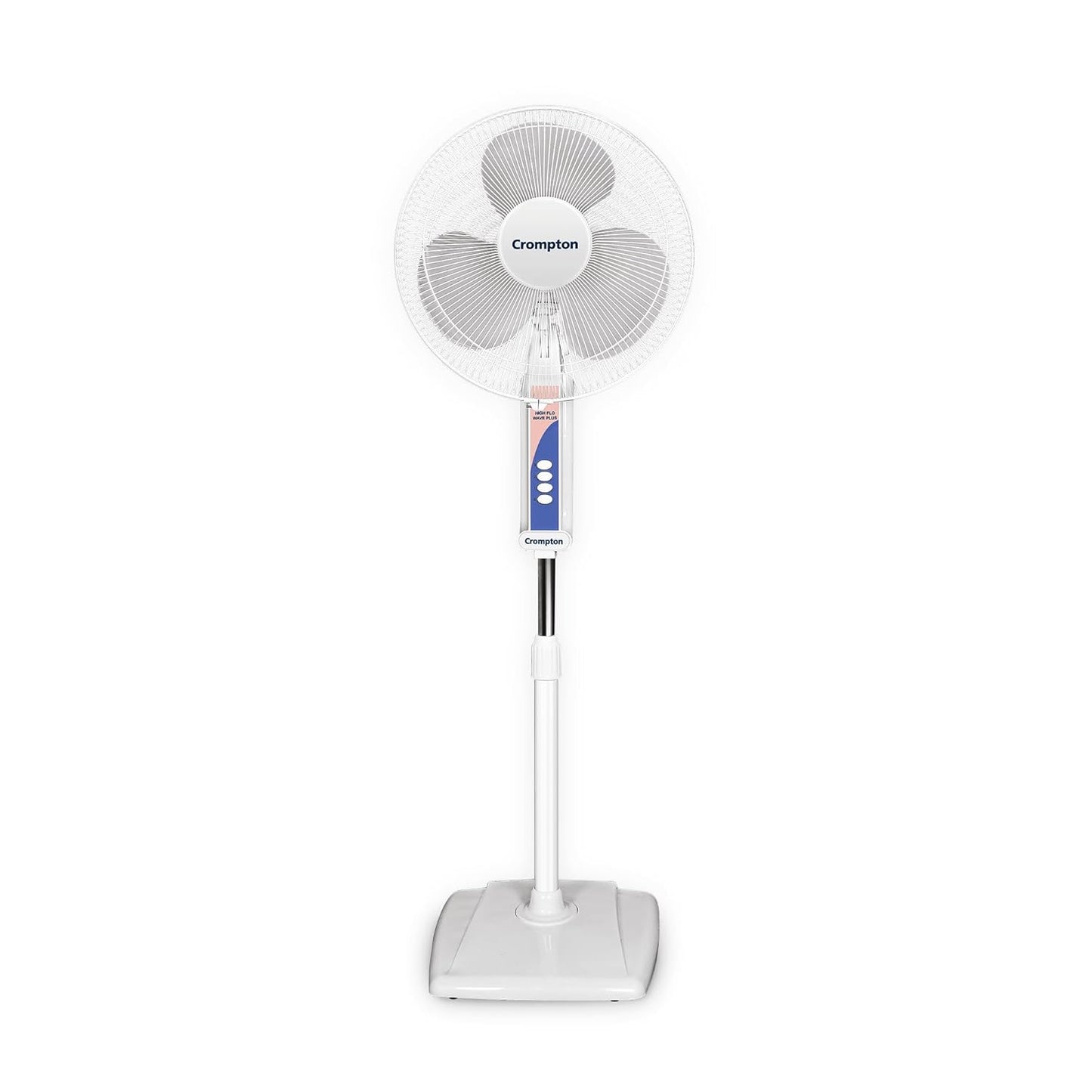 Crompton Wave Plus 400 mm High Speed Pedestal Fan | Adjustable Height | Smooth Oscillation | Superior Air Delivery | 2 Year Warranty | White