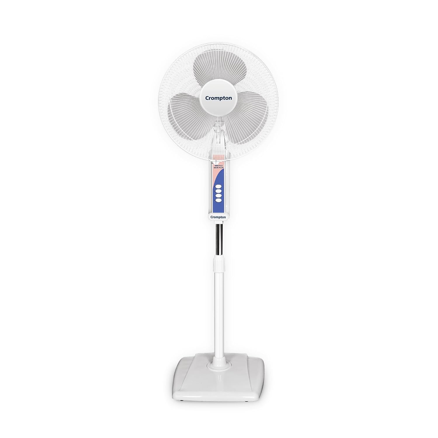 Crompton Wave Plus 400 mm High Speed Pedestal Fan | Adjustable Height | Smooth Oscillation | Superior Air Delivery | 2 Year Warranty | White