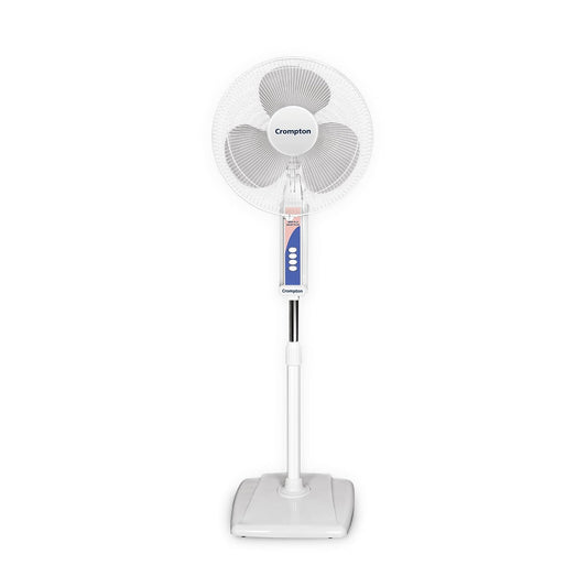 Crompton Wave Plus 400 mm High Speed Pedestal Fan | Adjustable Height | Smooth Oscillation | Superior Air Delivery | 2 Year Warranty | White
