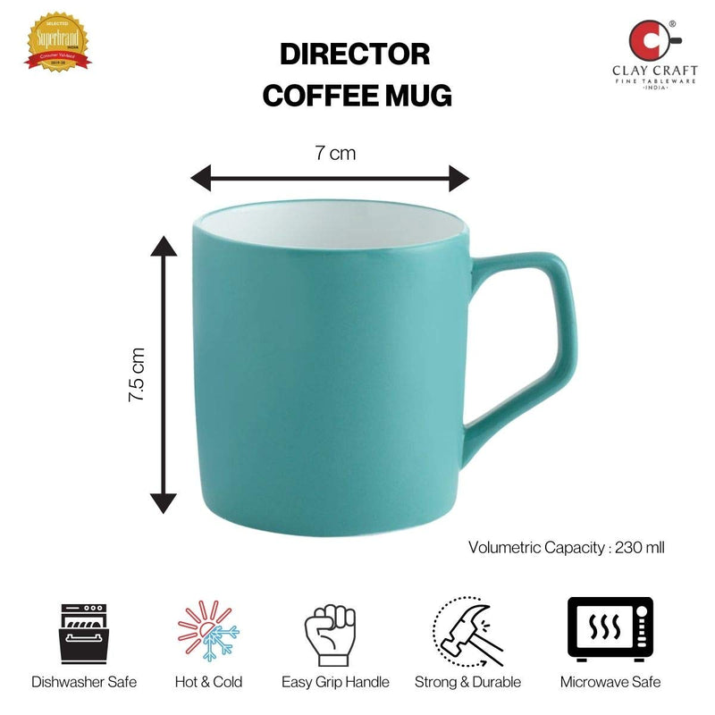 Clay Craft Ceramic Coffee Mugs - Set of 4, Multicolor, 230ml