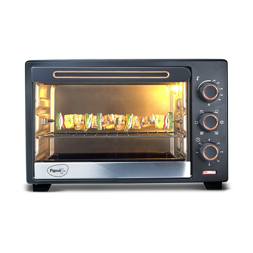 Pigeon Oven Toaster Grill (OTG) with Rotisserie for Grilling and Baking, Grey