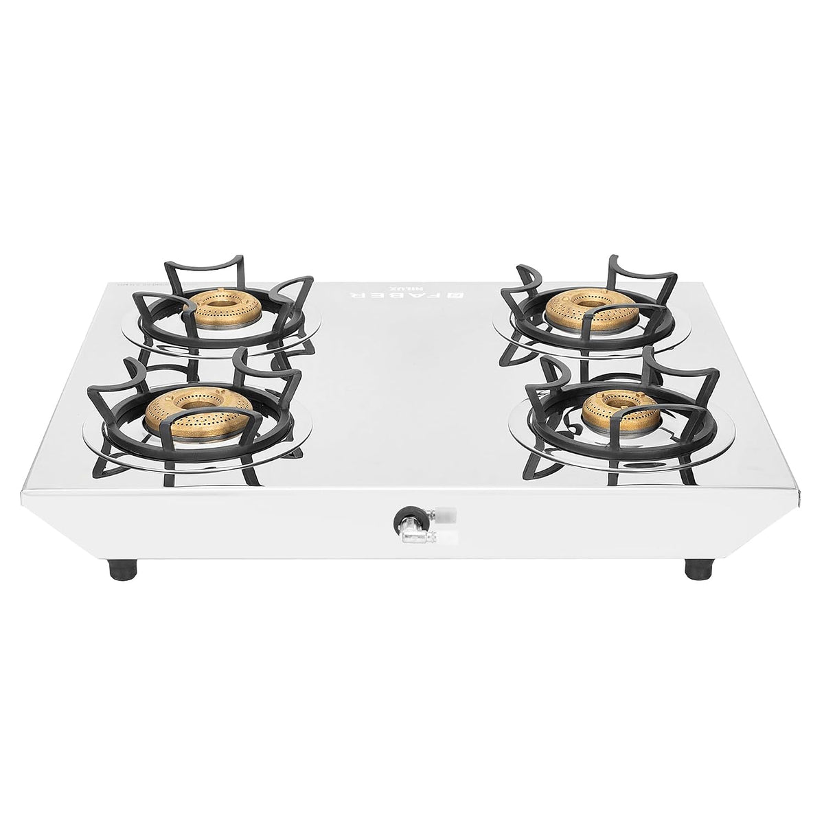 Faber high efficiency 4 Brass Burner with stainless steel top, ISI Certified gas stove, Manual Ignition,For LPG use only