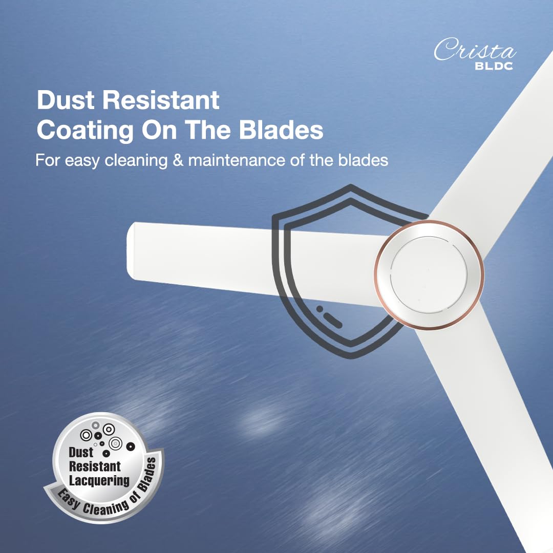 Havells 1200mm Crista BLDC Motor Ceiling Fan | Premium Finish with RF Remote, 100% Copper, Upto 60% Energy Saving | Low Noise: 55dB, 2 Year Warranty | (Pack of 1, Pearl White LT Copper)