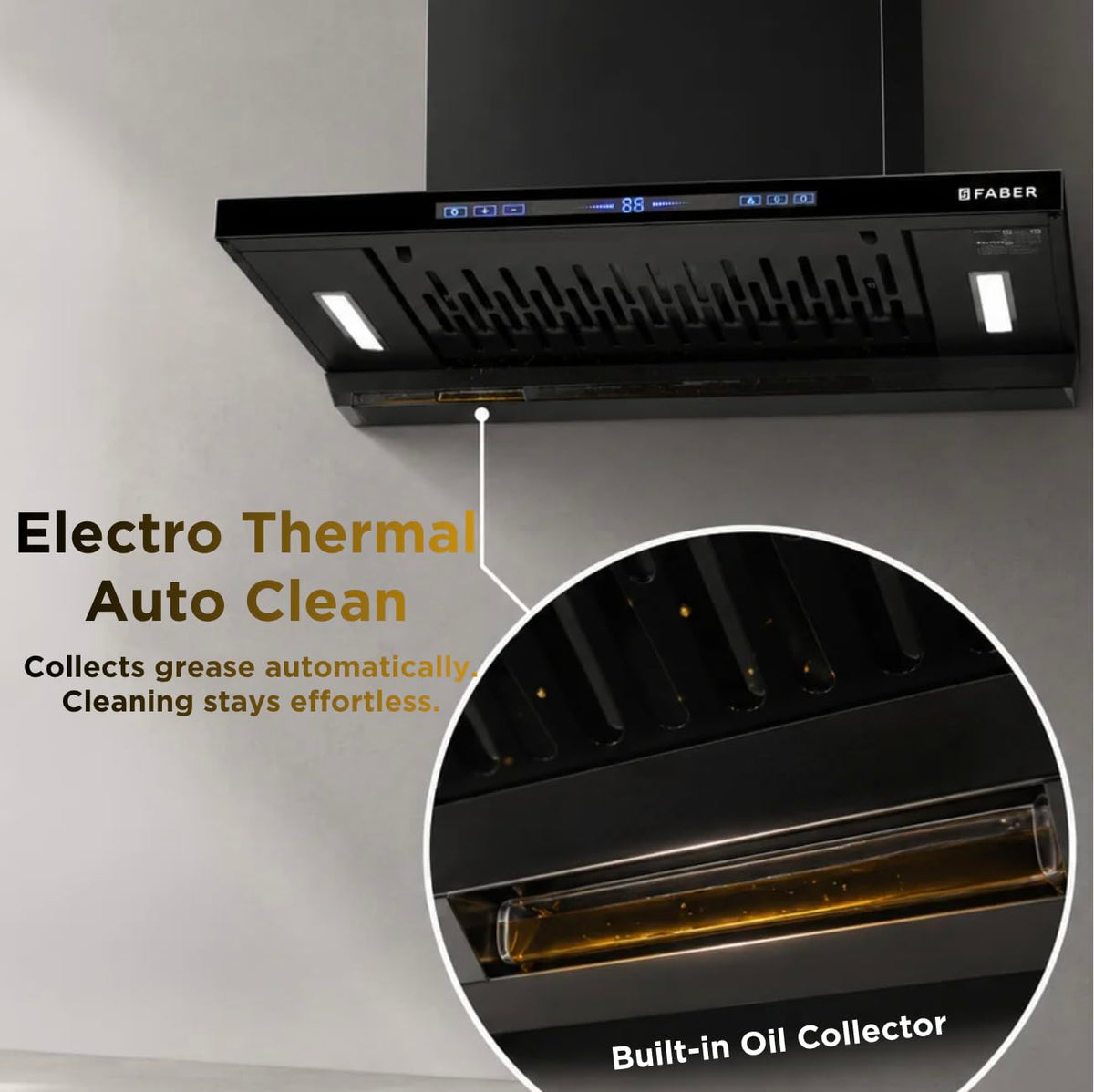 Faber SLIMX 60cm 1500m³/hr BLDC Autoclean Filterless T-Shape Chimney||Built In Oil Collector|Touch & Gesture Control|12Y
