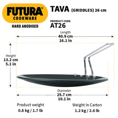 Hawkins Futura Hard Anodised Tava 26 cm, 4.88 mm