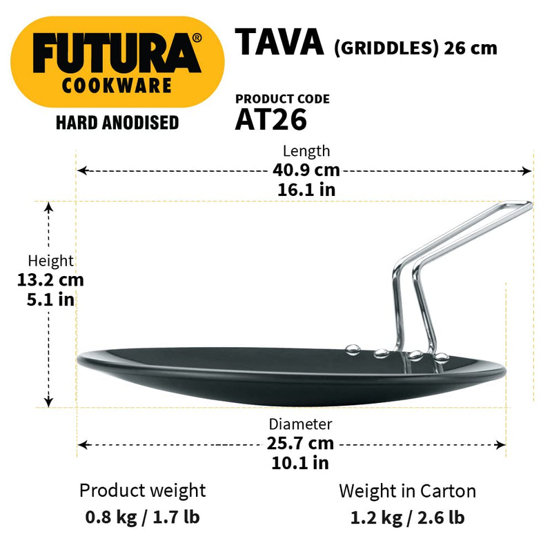 Hawkins Futura Hard Anodised Tava 26 cm, 4.88 mm